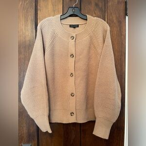 Banana Republic Women's Tan Cardigan Sweater XL Shaker Knit